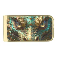 A Turquoise and Gold Dragon Mystical Gold Finish Money Clip