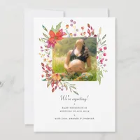 Aquarelle Wildflower Photo Pregnancy Announcement