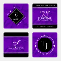 Elegant 12th Silk Wedding Anniversary Celebration Coaster Set