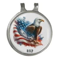 *~* American Flag Initials USA Bald Eagle AP16 Golf Hat Clip