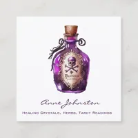 Purple Potion Bottle Square Business Card