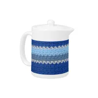 Teapot - Horizontal Blue Stripes in Crochet