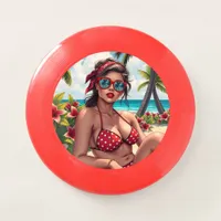Red Bikini, Sunglasses and Bandana Woman   Wham-O Frisbee