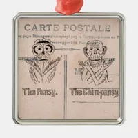 Pansy and Chimp Humor Metal Ornament