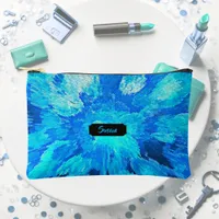 Abstract, modern, turquoise mosaic, custom  accessory pouch