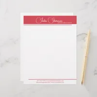 Modern Monogram Red Feminine Minimalist Script Letterhead