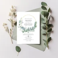 Silver Sage Geometric Eucalyptus Wedding Invitation