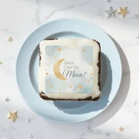 Blue We're Over the Moon Boy Baby Shower  Brownie