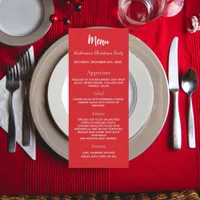 Christmas party red white dinner menu card