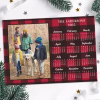 2025 Red Buffalo Plaid Personalized Photo Calendar