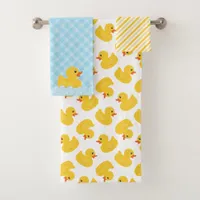 Rubber Duck Bath Towel Set | Blue and Yellow Ducky