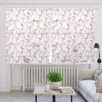 Flamingo Pink White Patterned Sheer Curtains