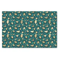 Teal and Gold Foil Leopard Spots Tissue Paper