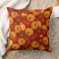 Red and Orange Cherry Tomatoes Throw Pillow