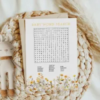 Yellow Wildflower Baby Shower Word Search Game Invitation