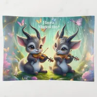 Cute Saolas Playing Violas in a Magical Forest Trinket Tray