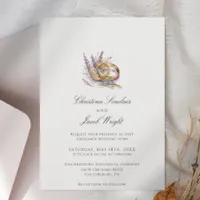 Minimalist Rings Purple Floral Lavender Wedding Invitation