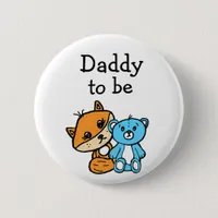 Daddy be Little Fox and Teddy Bear Baby Shower Button