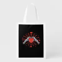 Skeleton Hand Heart Valentines Day Funny 2025 Hear Grocery Bag