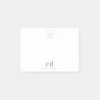 Logo white rose gold monogram business company post-it notes