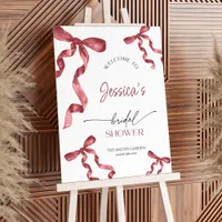  Bridal Shower Burgundy Maroon Bow Welcome Sign