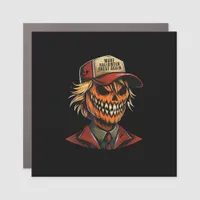 Funny Trumpkin Pumpkin Skeleton Make Halloween Gre Car Magnet