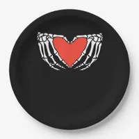 Skeleton Hands Forming Heart Creepy Gothic Paper Plates