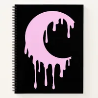 Gothic Witch Black Pink Dripping Moon Silhouette Notebook