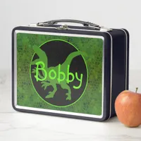 Personalized Green Dinosaur Hide Metal Lunch Box