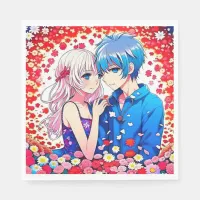 Anime Couple Unique Wedding Napkins