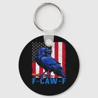 Crow Raven Funny F-Caw-F Minimal Clean Keychain