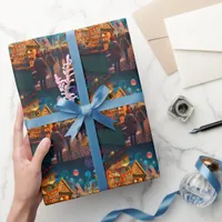 Joyful winter Christmas celebration scene Wrapping Paper