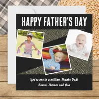 Personalized 3 Photo Collage Stylish Father's Day Holiday Card