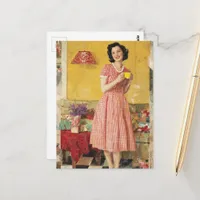 1950s era Lady collage Postcard