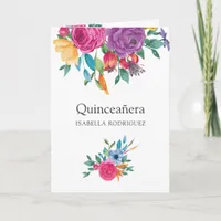 Watercolor Floral Fiesta Quinceañera Photo Invitation