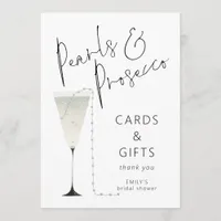 Pearls Prosecco Cards Gifts Bridal Shower Sign