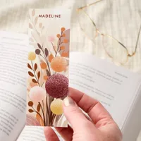Cozy Boho Abstract Floral Glitter Personalized Bookmarks