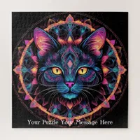 Neon Mandala Cat Jigsaw Puzzle