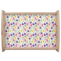 Daffodil Yellow, Iris Purple, Hyacinth Pink Floral Serving Tray