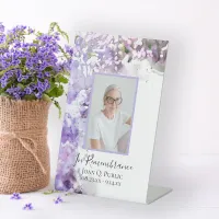 Purple Lilac Flower Watercolor Celebration of Life Pedestal Sign