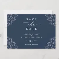 Elegant Navy Blue Wedding Save the Date Cards