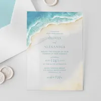 Watercolor Ocean Wave Beach Wedding Acrylic Invitations