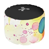 *~* *~* Initial ABSTRACT 6  Happy Bold Colors  Pouf