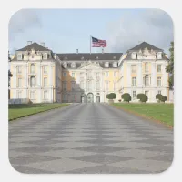 American Flag on German Castle Square Sticker