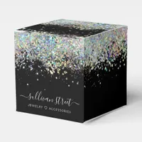 Black Holographic Glitter Small Business Boutique  Favor Boxes