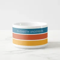 Modern Retro Sunset Stripes Personalized  Bowl