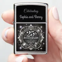 Elegant Silver 25th Anniversary S Zippo Lighter