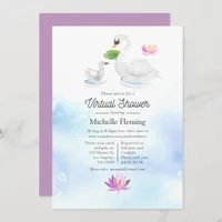 Swan Watercolor Virtual Baby Shower Invitation