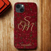 Cherry Luxe with Name & Monogram iPhone 13 Case