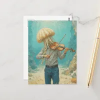 Jellyfish Person Making Music in the Sea Postcard